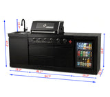 85" Outdoor Kitchen with 4-Burner Grill, Compact Refrigerator & Sink – Black