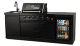 85" Outdoor Kitchen with 4-Burner Grill, Compact Refrigerator & Sink – Black