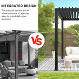 Adjustable Louvered Pergola with Hand Crank & Drainage System – Black