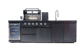 104" Propane Outdoor Kitchen with 4-Burner Grill, Refrigerator & Storage – Black