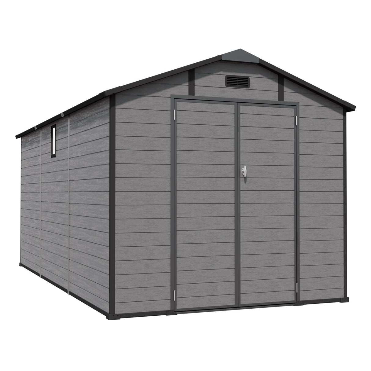 8' × 14' Lockable Resin Outdoor Storage Shed with Two Windows & Three Air Vents