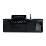 102" 85,000 BTU Outdoor Kitchen with 6-Burner Grill, Refrigerator & Sink – Black