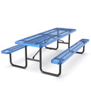 8' Heavy-Duty Coated-Steel Outdoor Picnic Table with Umbrella Hole – 1,100 lb Capacity