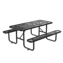 8' Green Rectangular Outdoor Picnic Table with Umbrella Hole