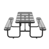 8' Green Rectangular Outdoor Picnic Table with Umbrella Hole