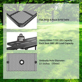 8' Green Rectangular Outdoor Picnic Table with Umbrella Hole