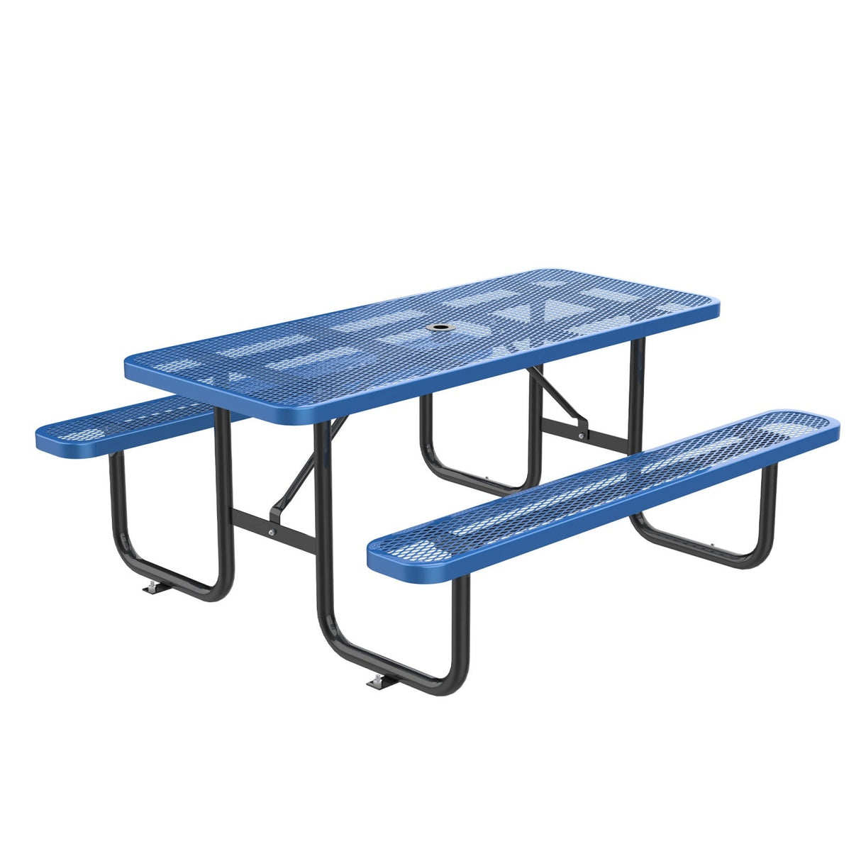 8' Green Rectangular Outdoor Picnic Table with Umbrella Hole