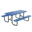 8' Green Rectangular Outdoor Picnic Table with Umbrella Hole
