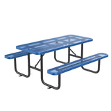 8' Green Rectangular Outdoor Picnic Table with Umbrella Hole