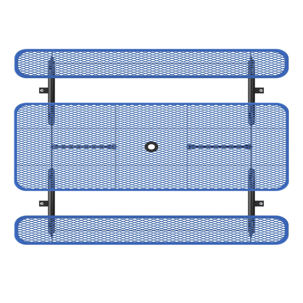 8' Green Rectangular Outdoor Picnic Table with Umbrella Hole