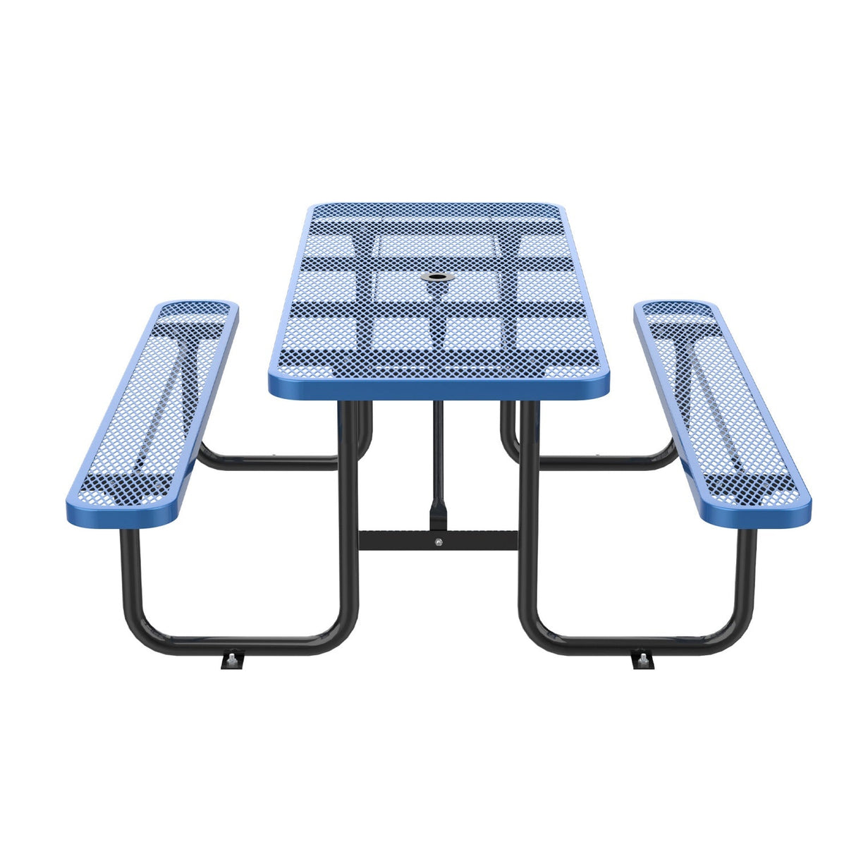 8' Green Rectangular Outdoor Picnic Table with Umbrella Hole