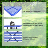 8' Green Rectangular Outdoor Picnic Table with Umbrella Hole
