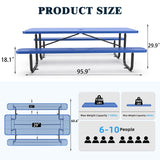 8' Green Rectangular Outdoor Picnic Table with Umbrella Hole