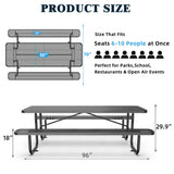 8' Heavy-Duty Coated-Steel Outdoor Picnic Table with Umbrella Hole – 1,100 lb Capacity
