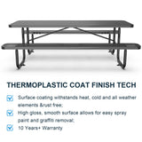 8' Heavy-Duty Coated-Steel Outdoor Picnic Table with Umbrella Hole – 1,100 lb Capacity