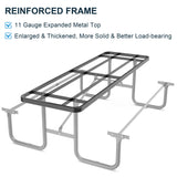 8' Heavy-Duty Coated-Steel Outdoor Picnic Table with Umbrella Hole – 1,100 lb Capacity