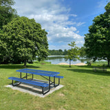 8' Heavy-Duty Coated-Steel Outdoor Picnic Table with Umbrella Hole – 1,100 lb Capacity