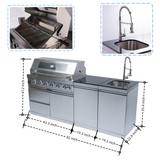 6-Burner 85,000 BTU Stainless Steel Outdoor Kitchen Island with Sink & Storage – Silver