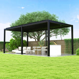 10' × 19' Adjustable Louvered Pergola with Galvanized Steel Roof – Black