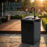 20" Stainless Steel Outdoor Sink Cabinet with Faucet & Lockable Storage – Black
