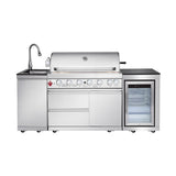 82.5" 83,500 BTU Outdoor Kitchen with 6-Burner Grill, Refrigerator & Sink – Silver