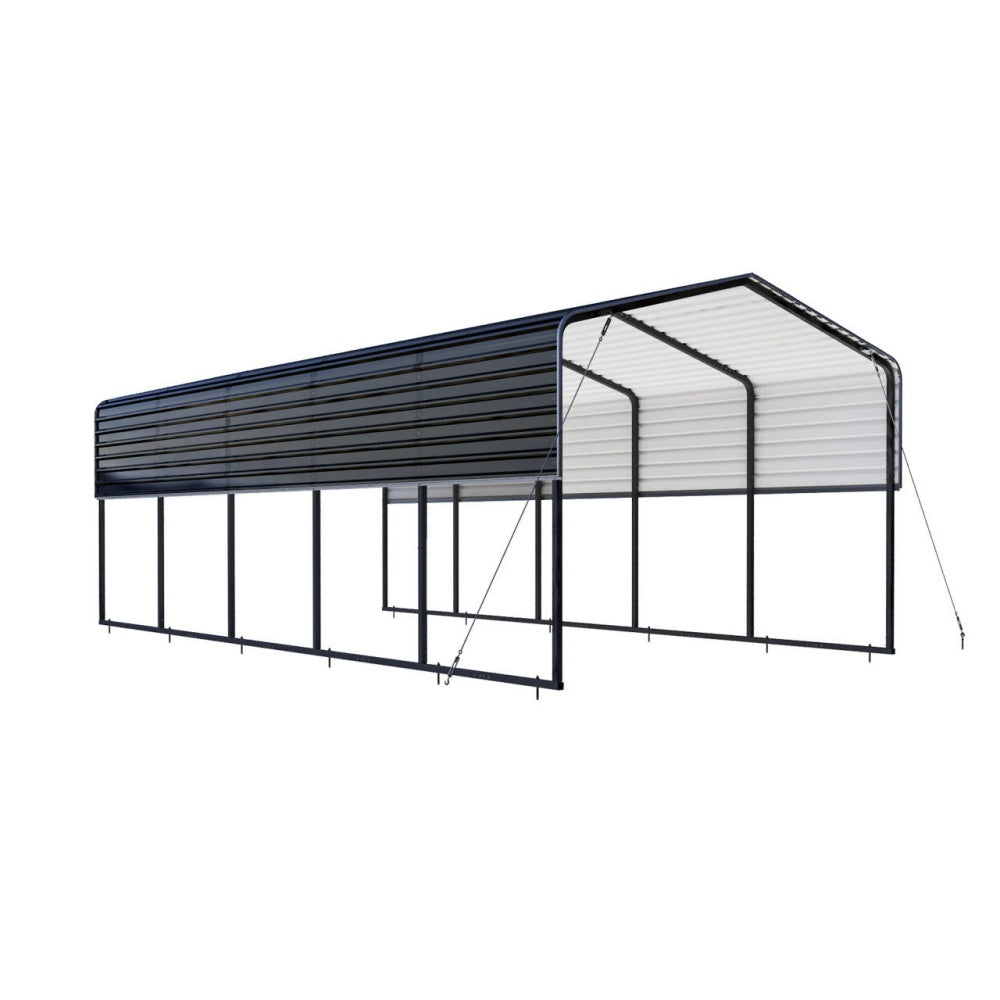 12' × 25' Heavy-Duty Metal Carport with Corrugated Steel Roof