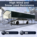 12' × 25' Heavy-Duty Metal Carport with Corrugated Steel Roof