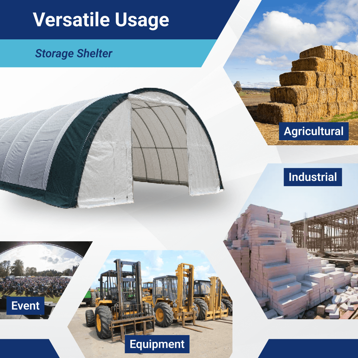 Gold Mountain 30' × 85' × 15' Single-Truss Arch Storage Shelter with Dual Pull-Up Doors