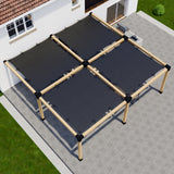 Zen DIY Attached Pergola Kit with Four Shade Canopies – Up to 24' × 24'