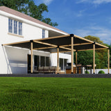 Zen DIY Attached Pergola Kit with Four Shade Canopies – Up to 24' × 24'