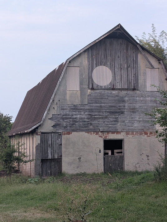 Weathered historic barn on Bobby Payne’s Kansas property awaiting restoration