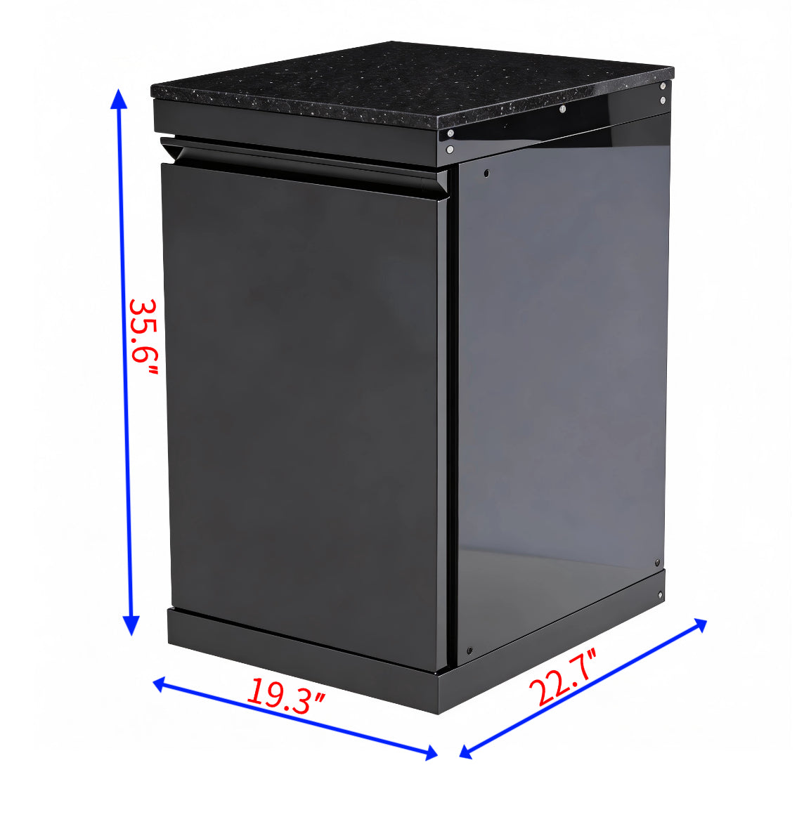 20" Black Stainless Steel Outdoor Kitchen Storage Cabinet with Lockable Door