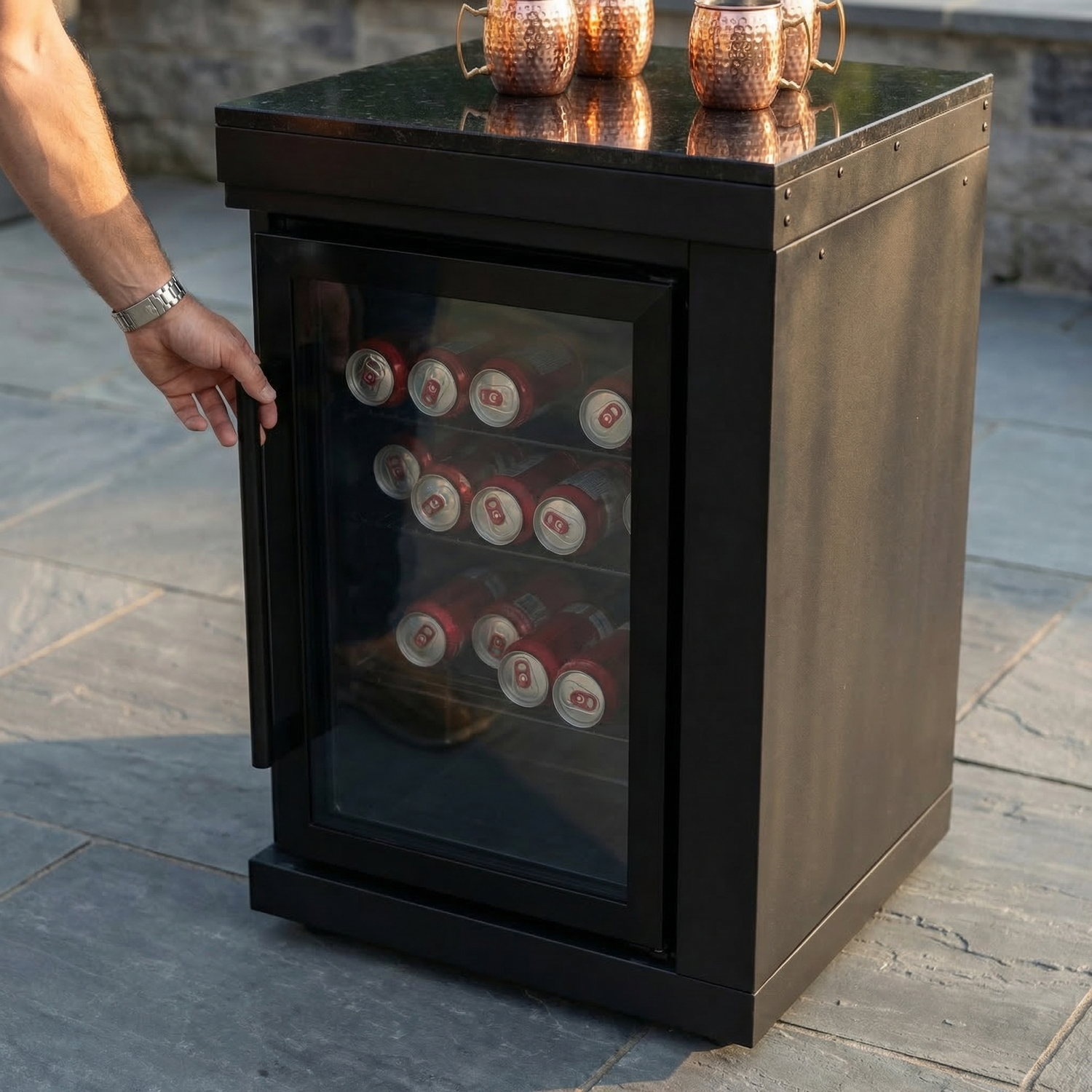 20" Insulated Outdoor Cooler Cabinet with Lockable Door – Black