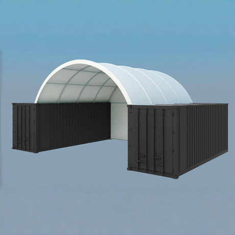 Gold Mountain 20' × 40' Dome Container Shelter with Closed PE Rear Panel