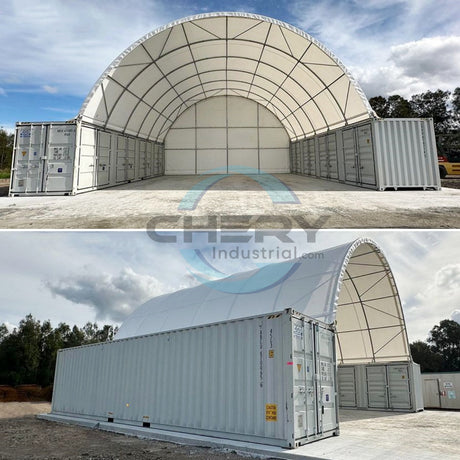 40' × 40' × 13' Container Shelter with Closed Rear Panel