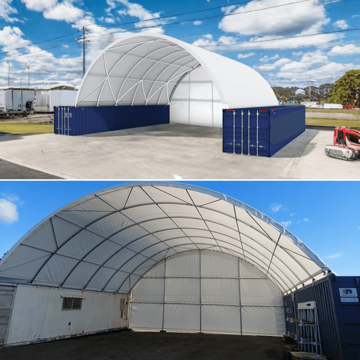 Rear view of 40' × 40' × 13' Container Shelter with Closed Rear Panel — view 5