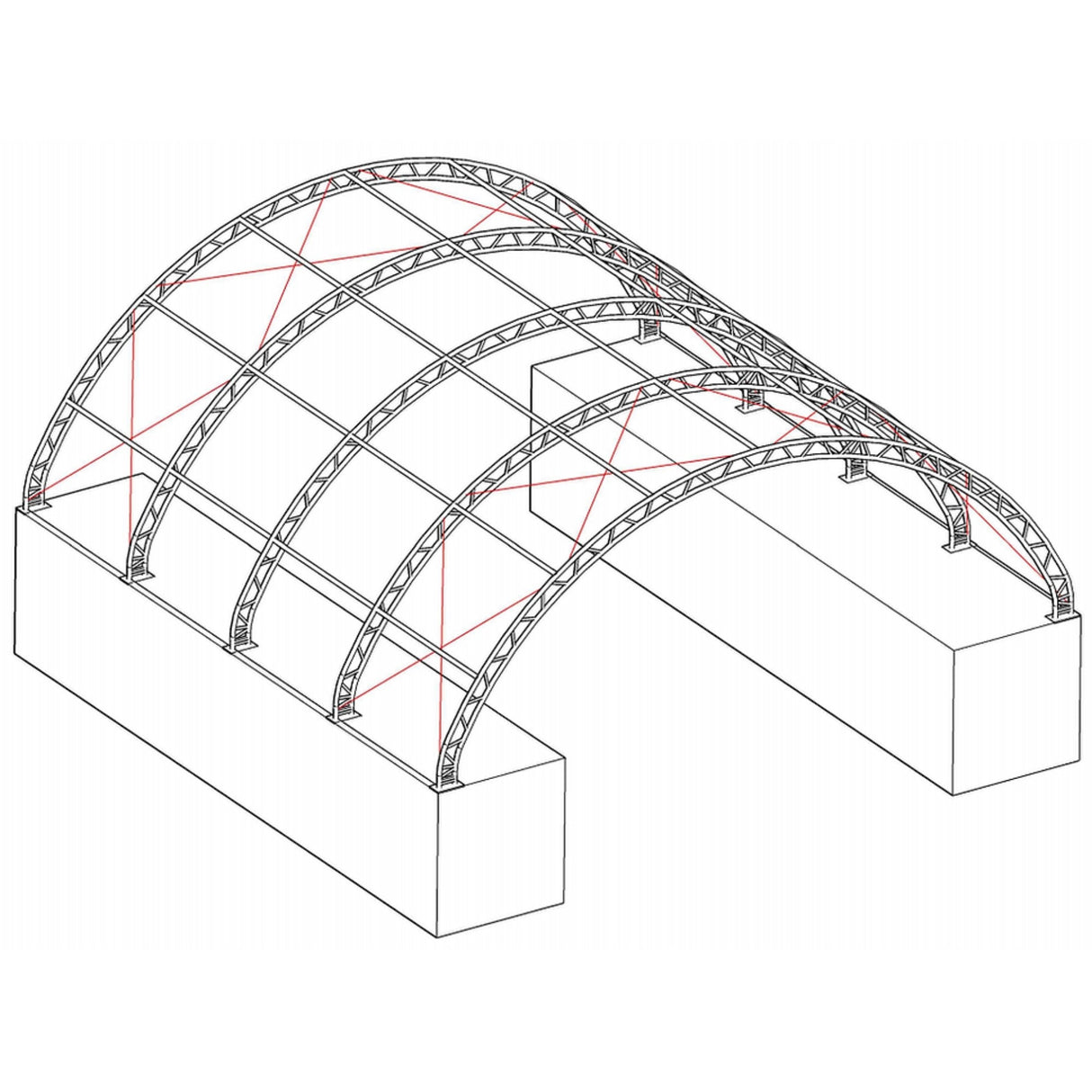 40' × 40' × 15' Double-Truss Container Shelter with Closed Rear Panel