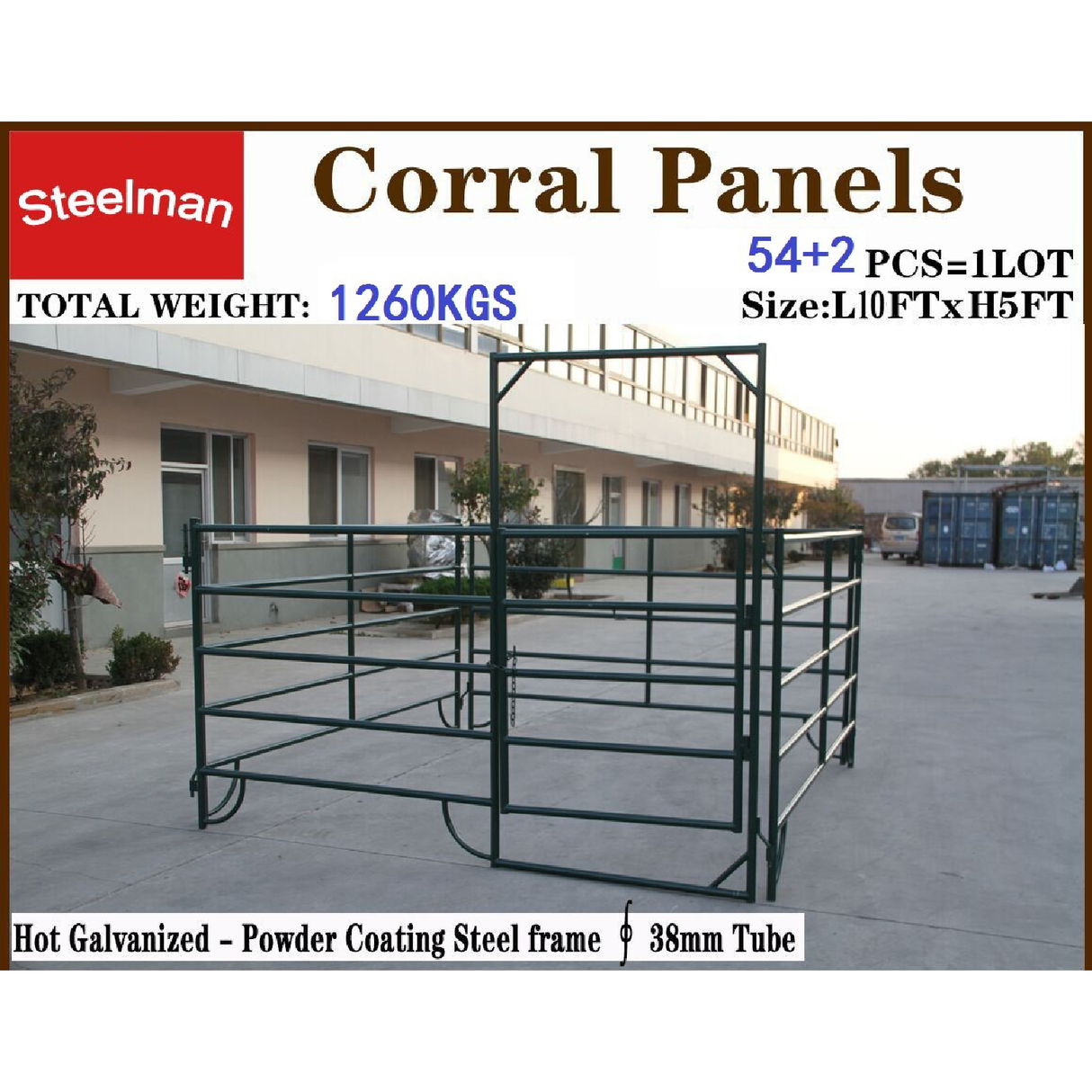 Chery Industrial 54-Panel Livestock Corral System with 2 Walk-Through Gates