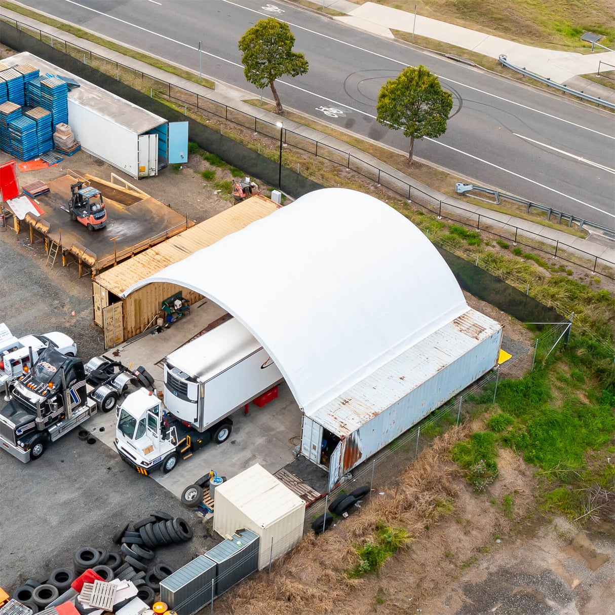 40' × 40' × 13' Shipping-Container Canopy Shelter