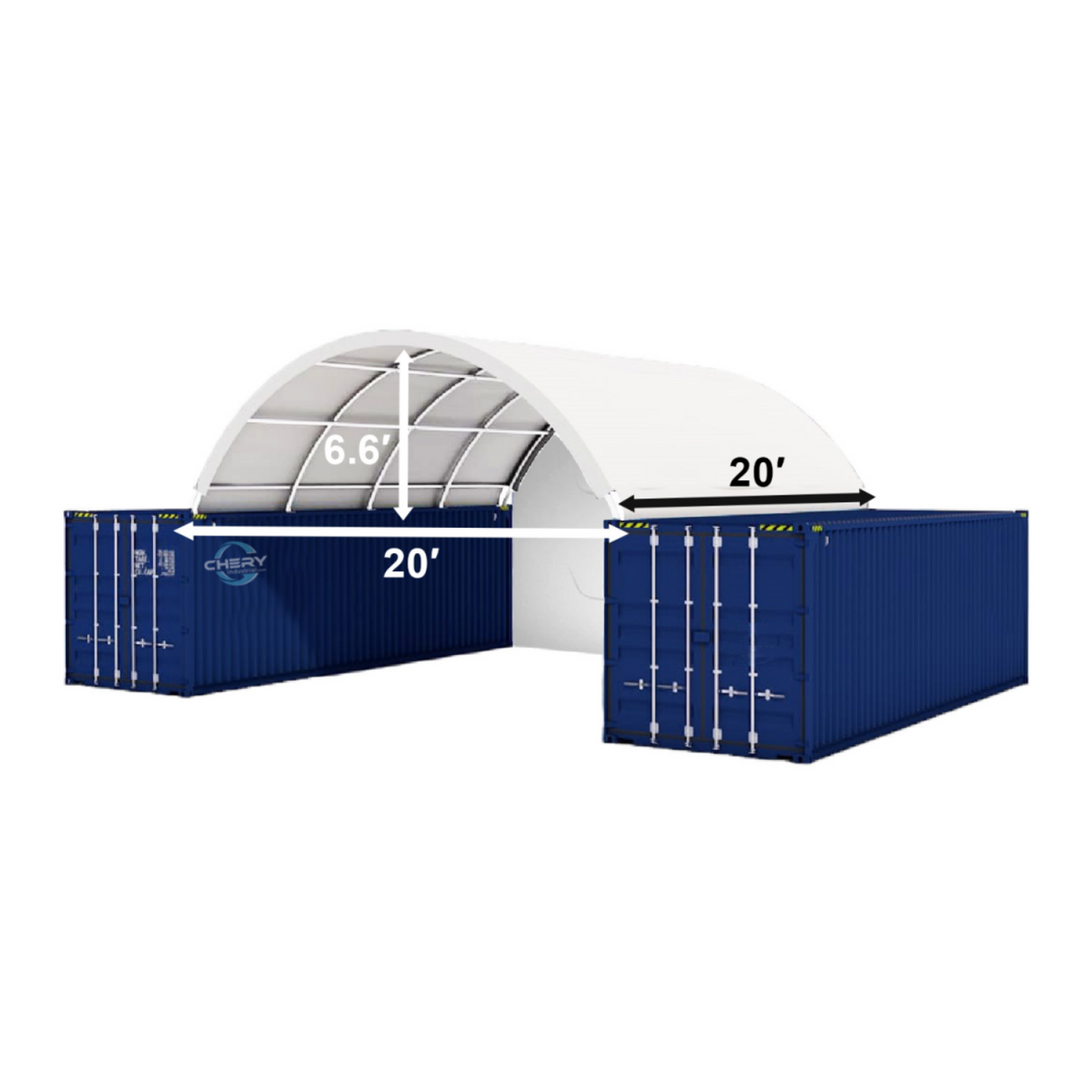 Gold Mountain 20' × 20' Dome Container Shelter with Closed PE Rear Panel