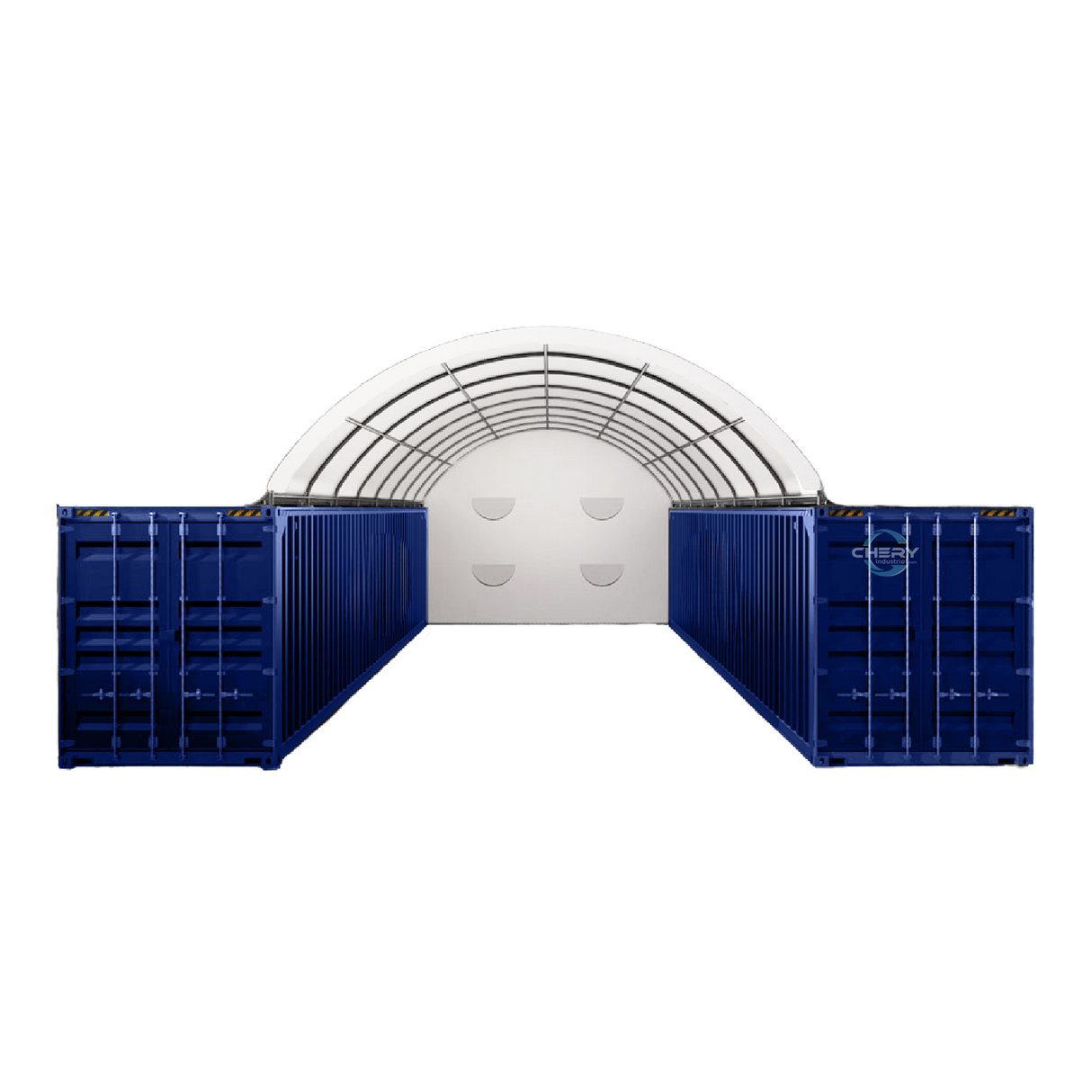 Gold Mountain 20' × 40' Dome Container Shelter with Closed PE Rear Panel