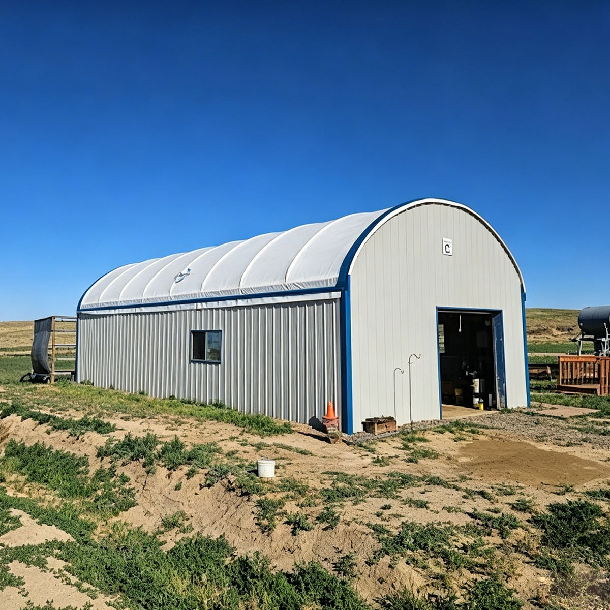 White 300 GSM PE Replacement Cover for 20'-Wide Container Shelters