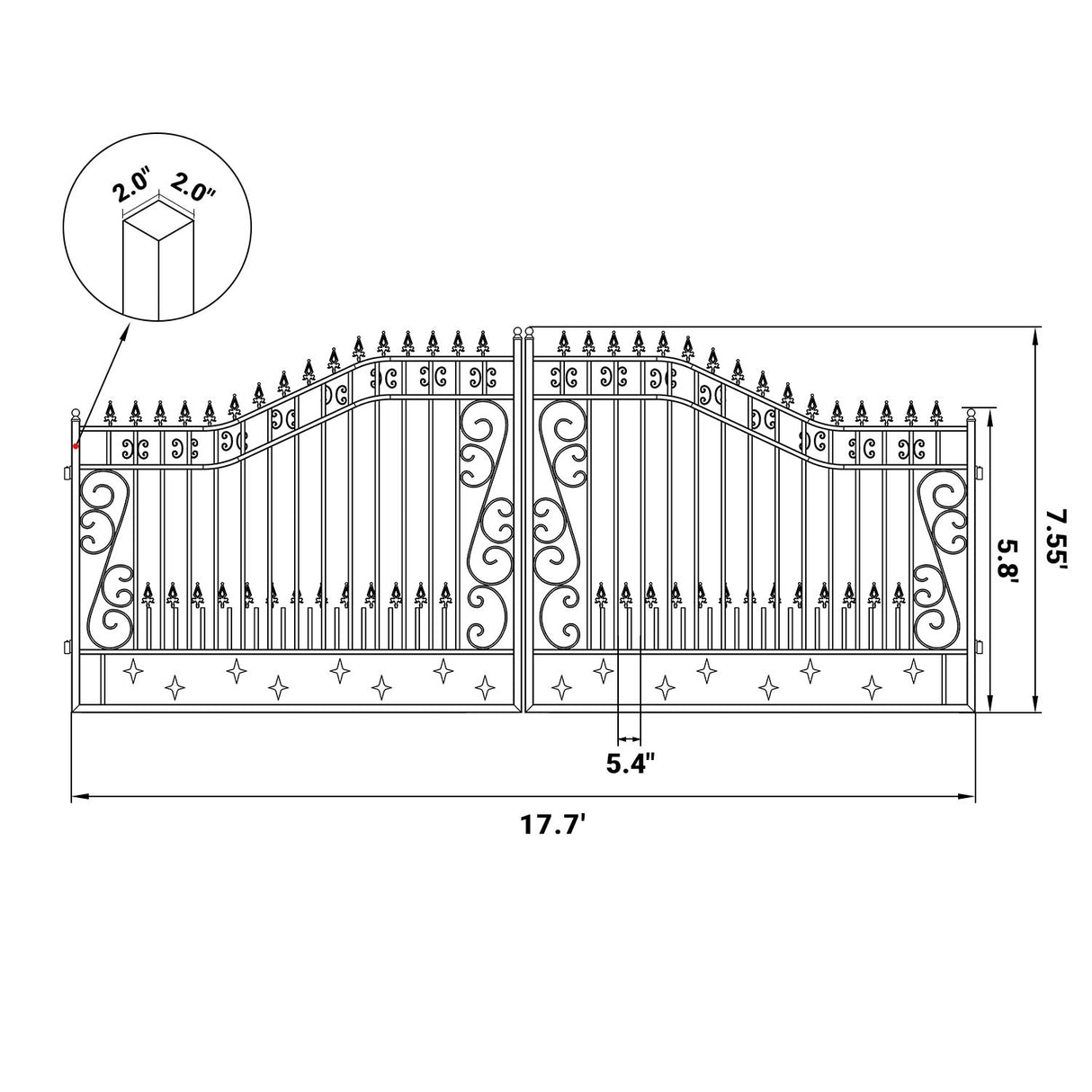 18' × 8' Heavy-Duty Steel Dual-Swing Driveway Gate