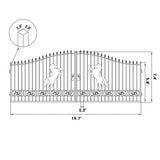 20' × 8' Steel Dual-Swing Driveway Gate with Deer Motif – Black