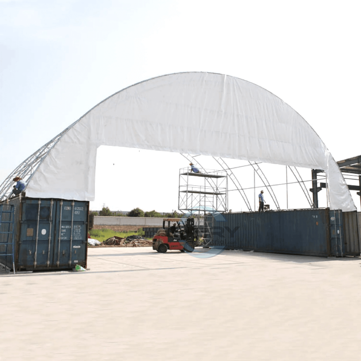 60' × 40' × 20' Double-Truss Container Canopy Shelter