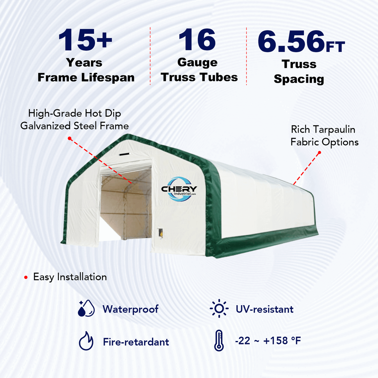 Gold Mountain 20' × 33' × 16' Double-Truss Storage Shelter with Dual Roll-Up Doors
