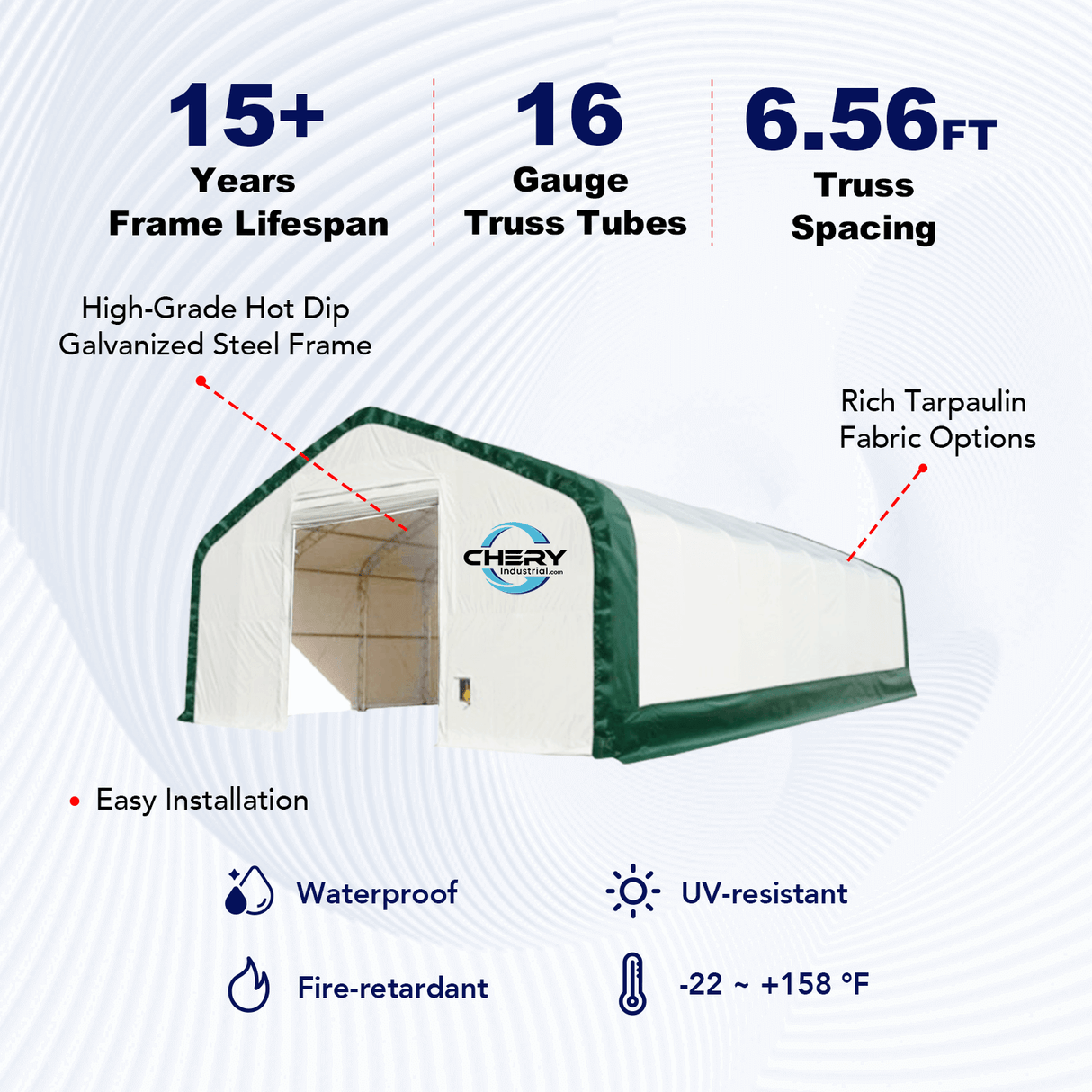 Gold Mountain 20' × 40' × 16' Double-Truss Storage Shelter with Dual Roll-Up Doors