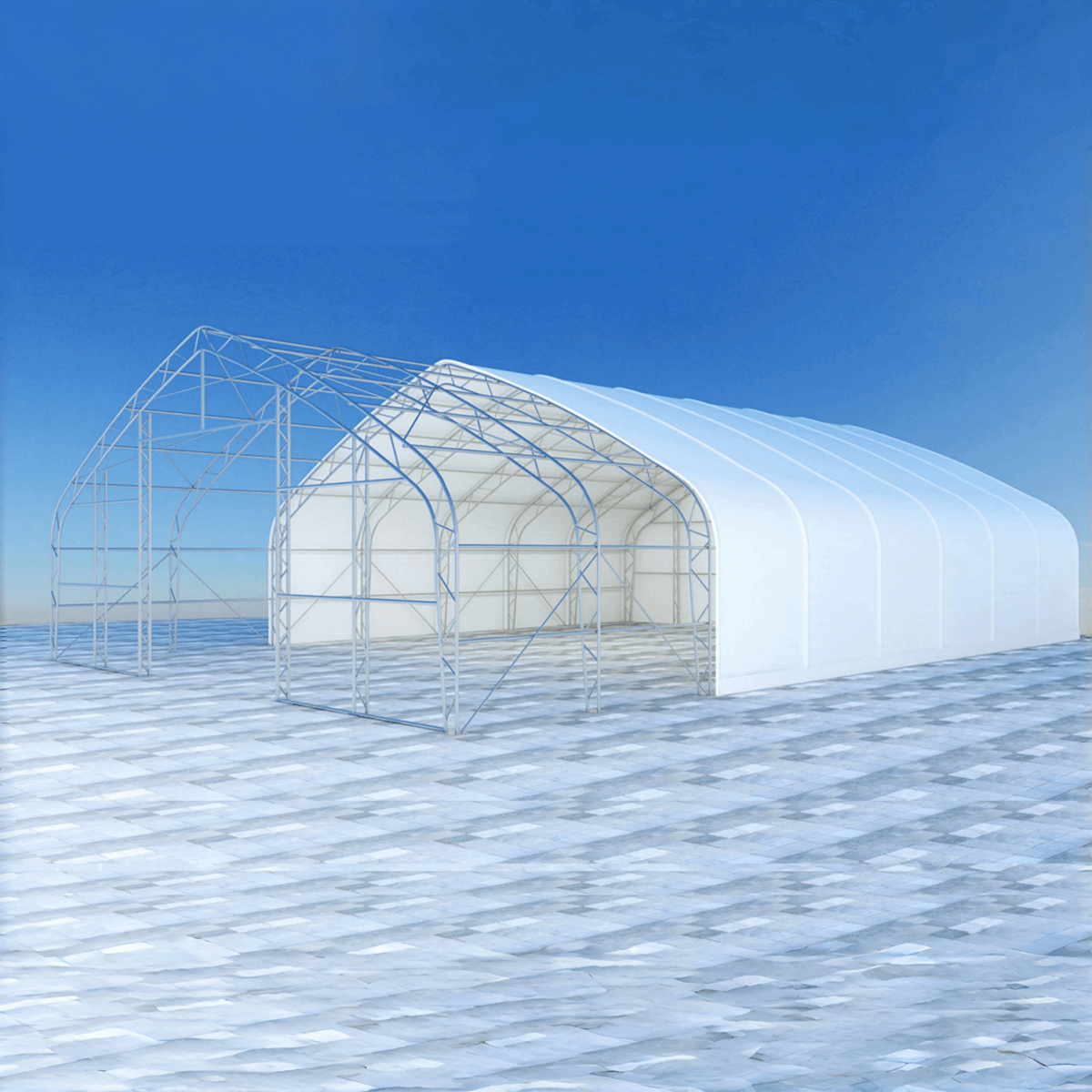Gold Mountain 40' × 64' × 23' Double-Truss Storage Shelter with Dual Roll-Up Doors