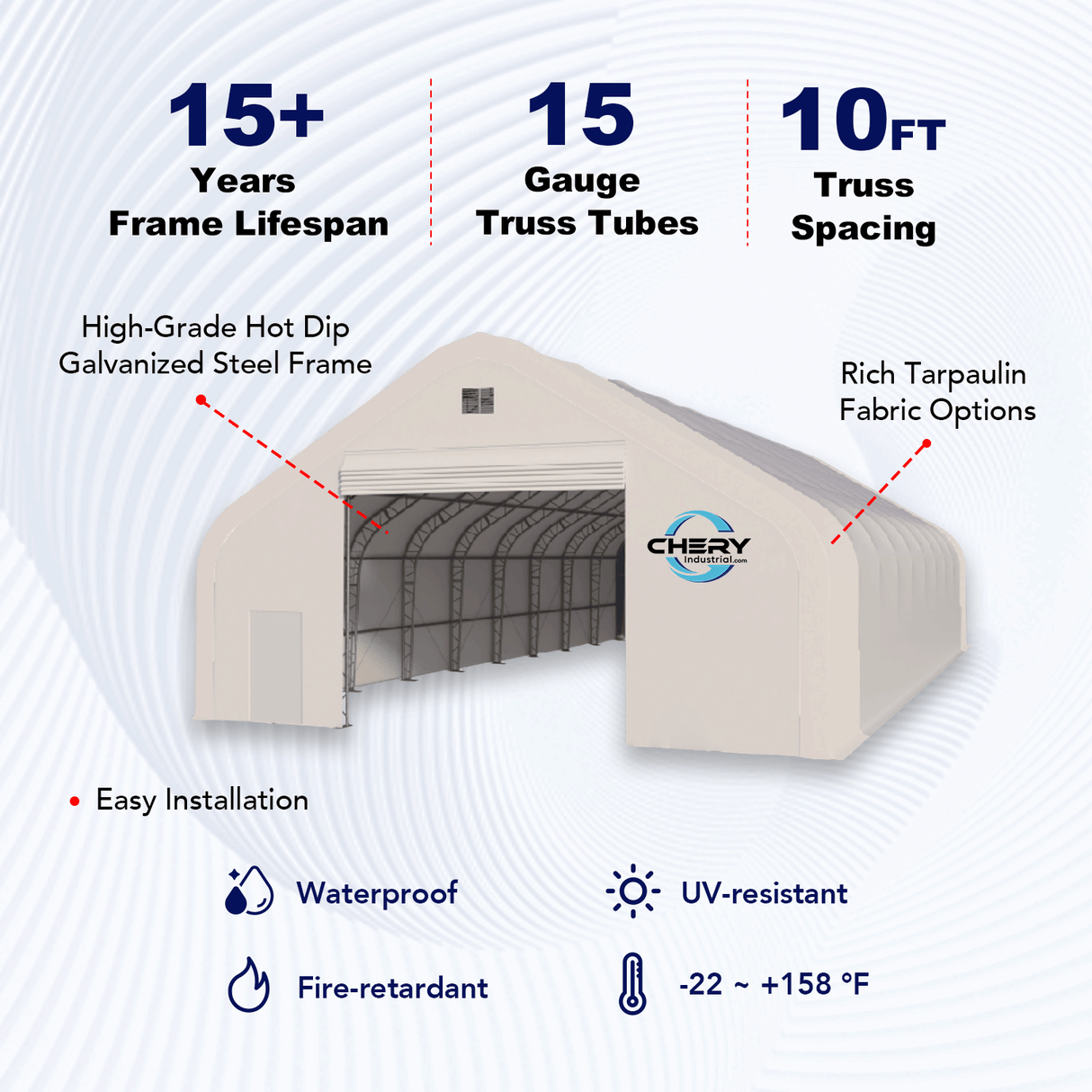 Gold Mountain 50' × 80' × 23' Double-Truss Storage Shelter with Dual Roll-Up Doors