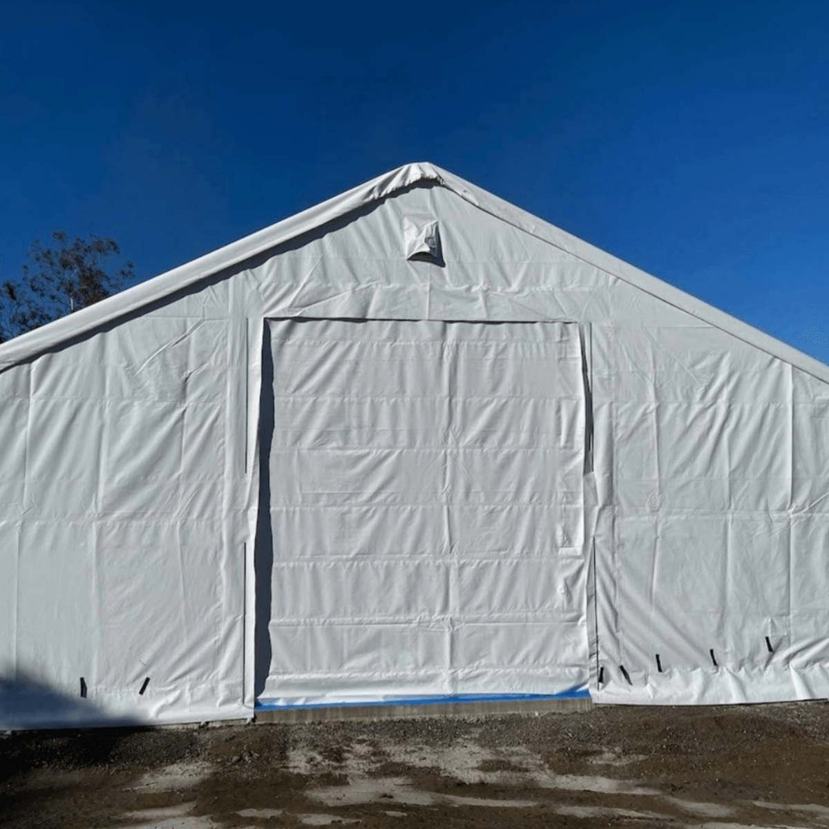 Gold Mountain 50' × 80' × 23' Double-Truss Storage Shelter with Dual Roll-Up Doors